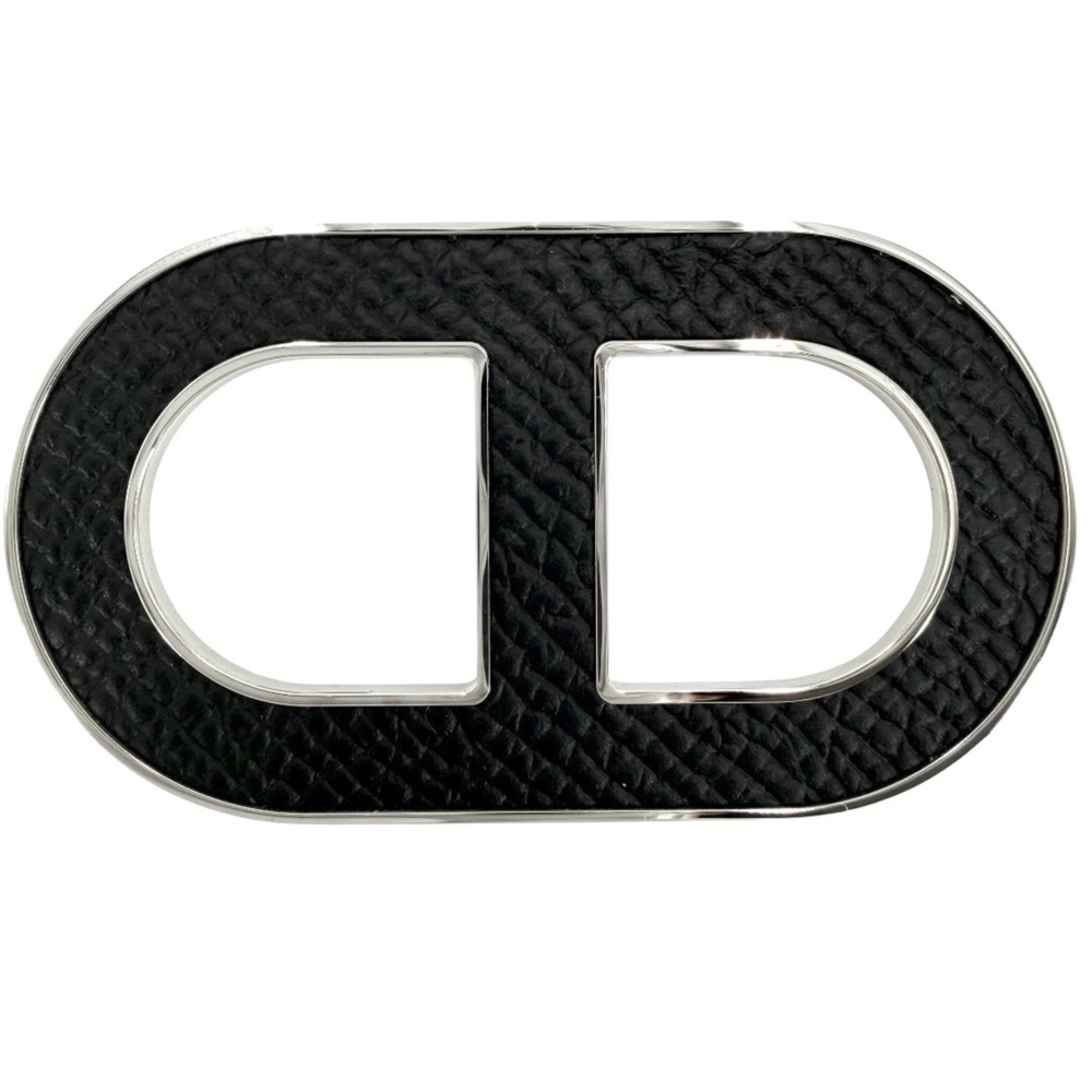 HERMES Black Leather Brooch